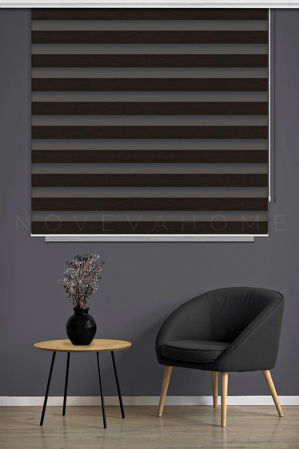 Noveva Home Bambu Zebra Koyu Kahve Perde N04