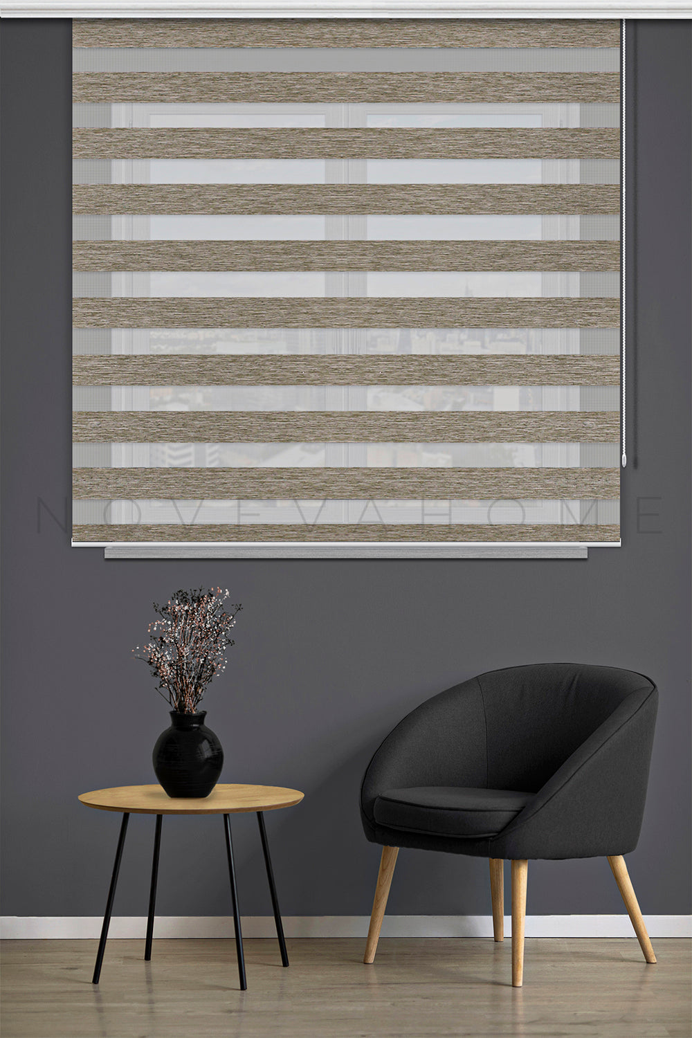 Noveva Home Bambu Zebra Koyu Bej Perde N05