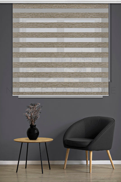 Noveva Home Bambu Zebra Koyu Bej Perde N05
