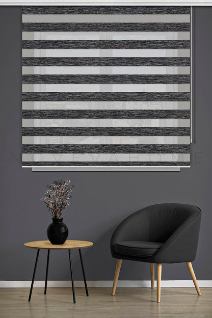 Noveva Home Bambu Zebra Koyu Gri Perde N08