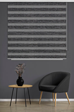 Noveva Home Bambu Zebra Koyu Gri Perde N08