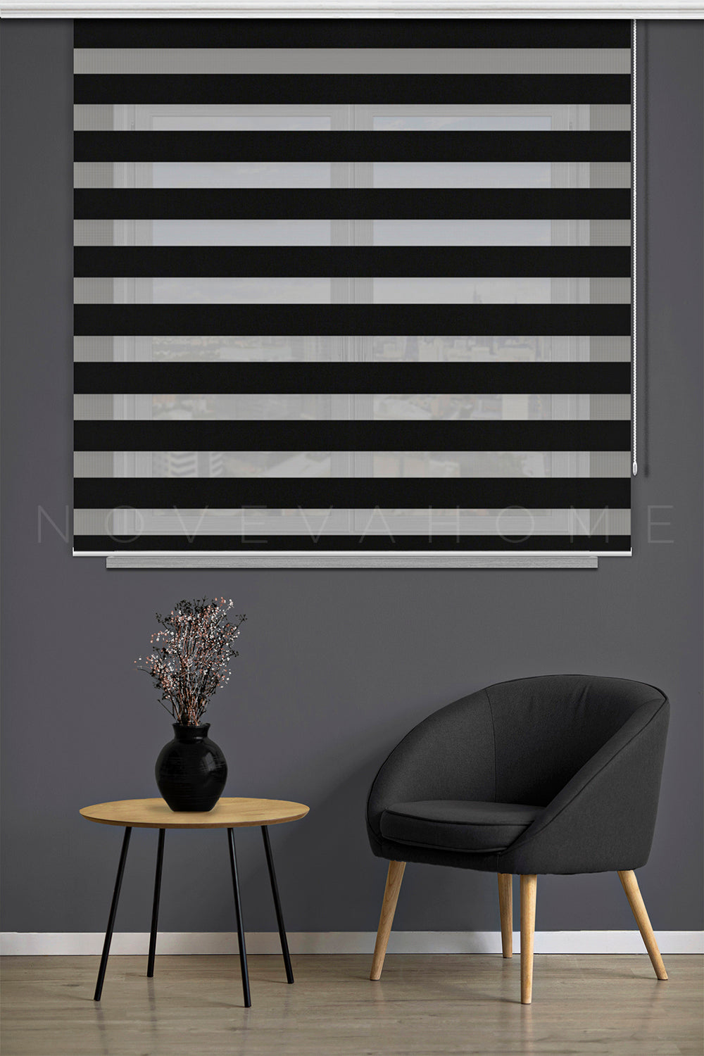 Noveva Home Bambu Zebra Siyah Perde N09