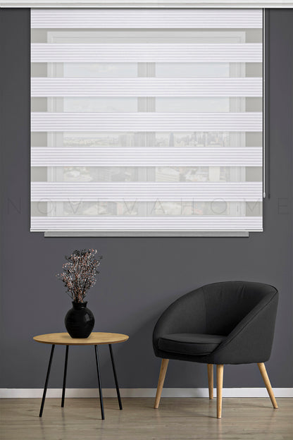 Noveva Home Vento Pliseli Zebra Stor Perde Beyaz Perde
