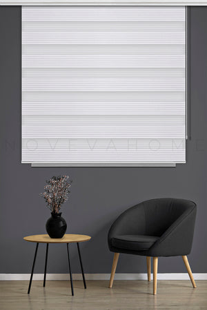 Noveva Home Vento Pliseli Zebra Stor Perde Beyaz Perde