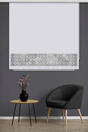 Noveva Home 117 Beyaz Güneşlik Lazer Kesim Stor Perde