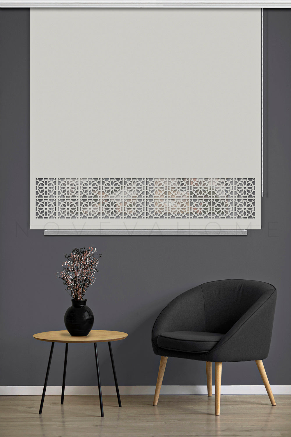 Noveva Home 117 Ekru Güneşlik Lazer Kesim Stor Perde