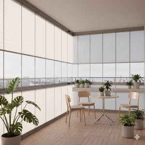 Cam Balkon Beyaz  Plise Perde – Katlanabilir Isı Yalıtımlı Şık Tasarım