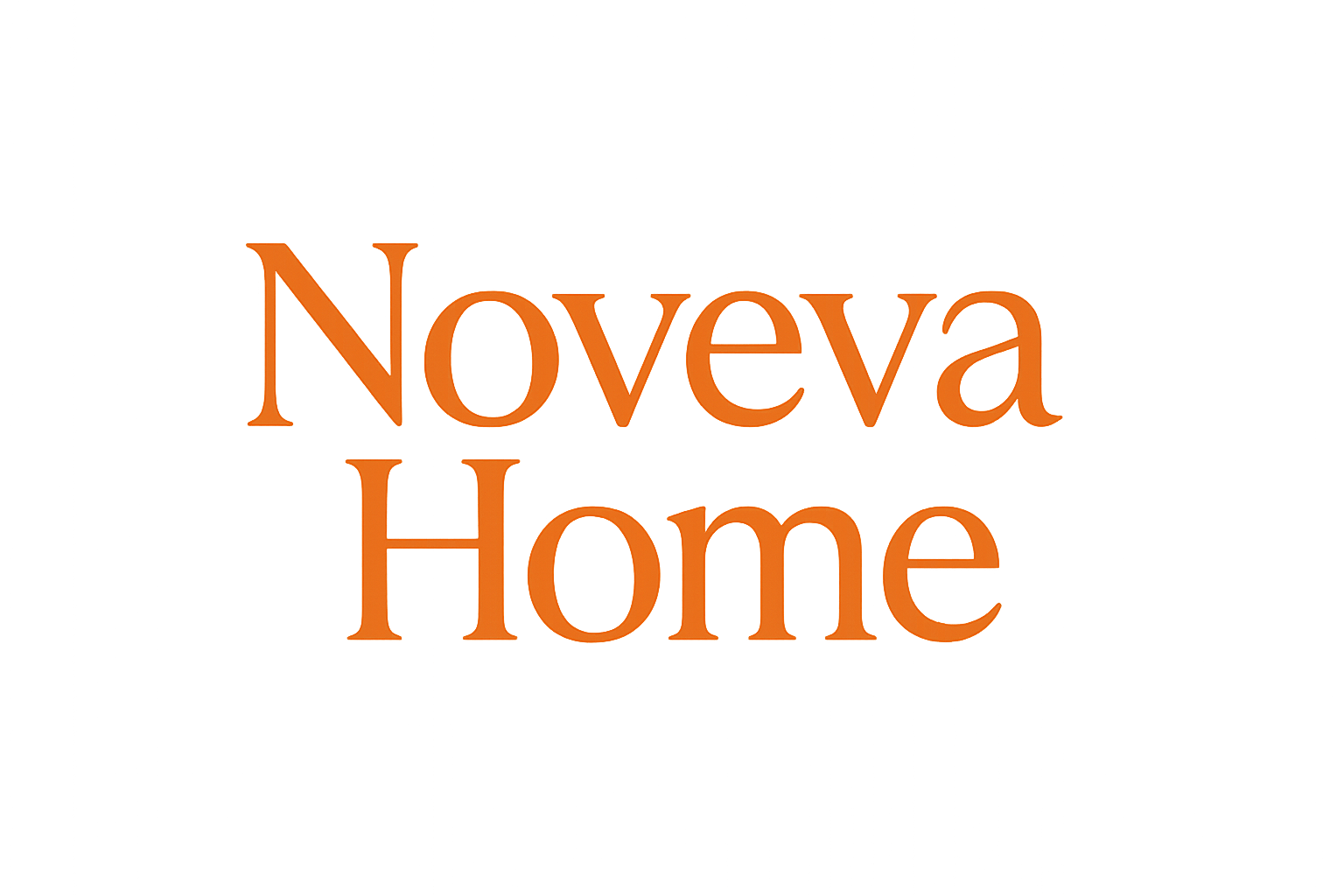 Noveva Home yazan turuncu renkli yazı ile logo yap