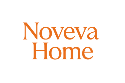 Noveva Home yazan turuncu renkli yazı ile logo yap